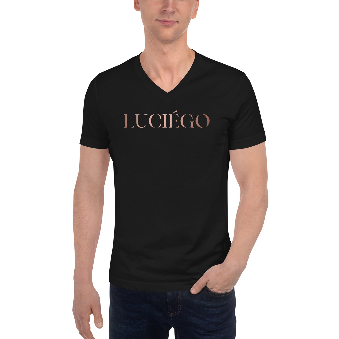 Luciégo Unisex Short Sleeve V-Neck T-Shirt Copper