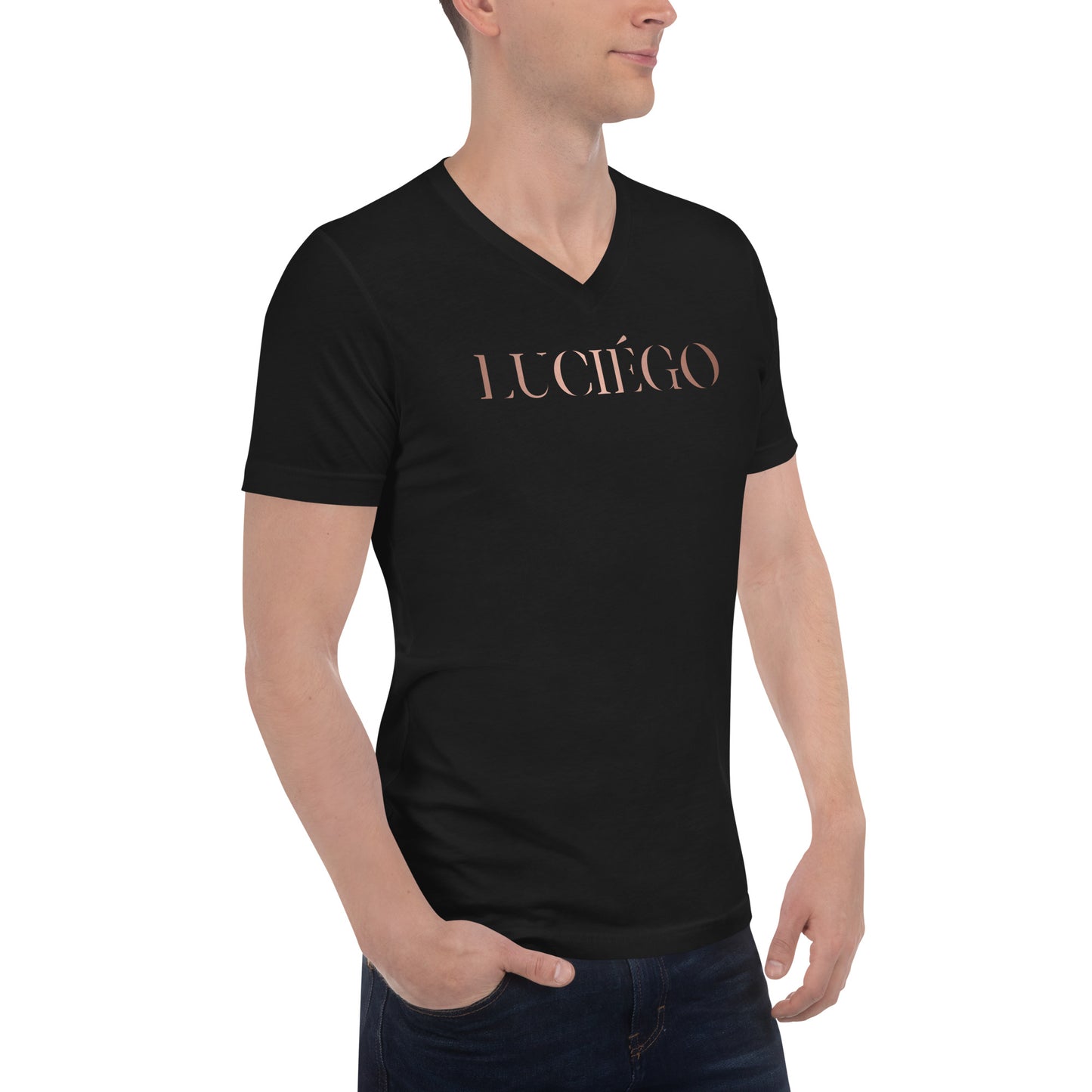 Luciégo Unisex Short Sleeve V-Neck T-Shirt Copper