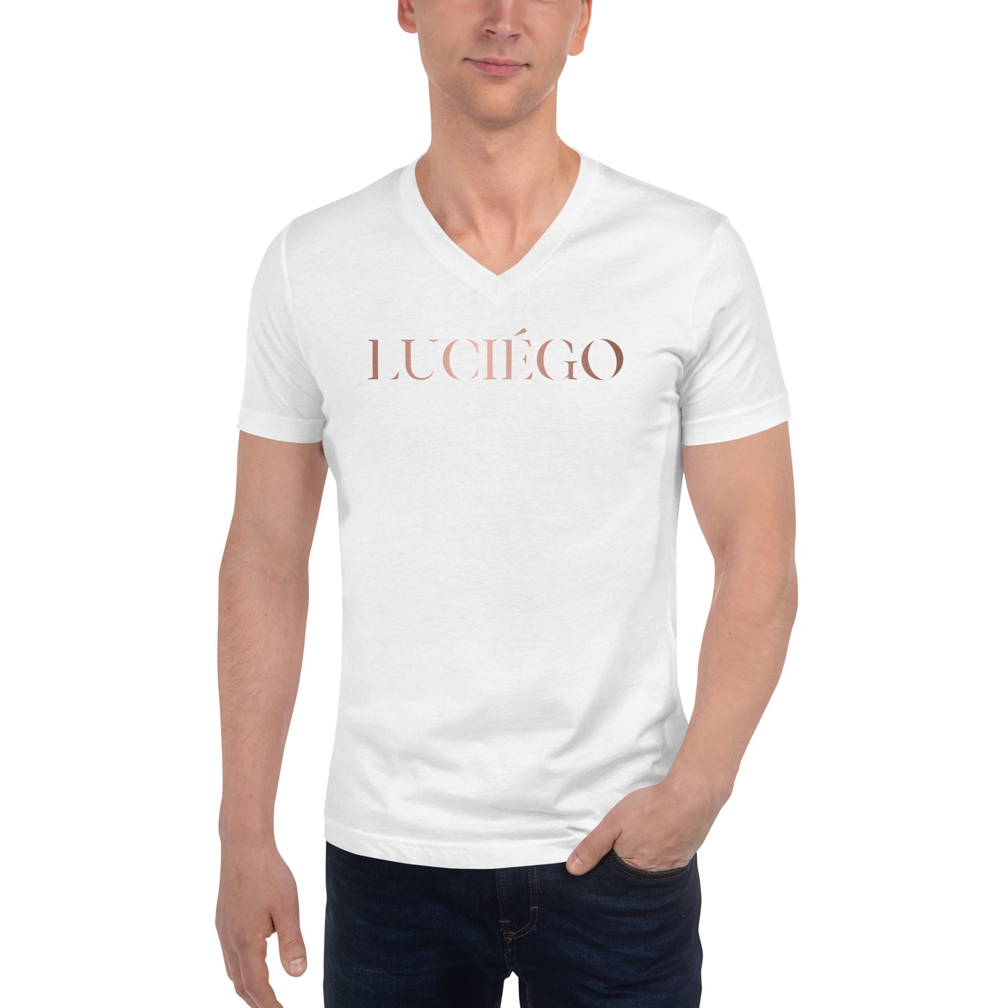 Luciégo Unisex Short Sleeve V-Neck T-Shirt Copper