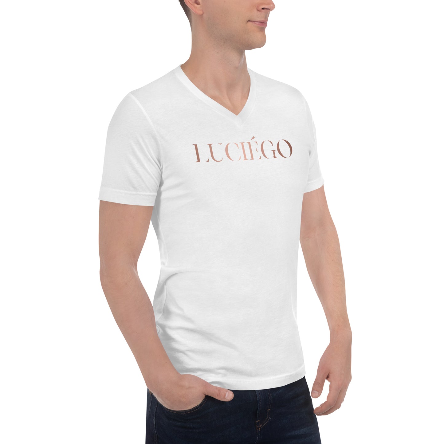 Luciégo Unisex Short Sleeve V-Neck T-Shirt Copper